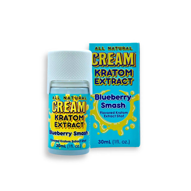 Cream Kratom Blueberry Smash Flavored Kratom Extract Shot 30ml 150mg